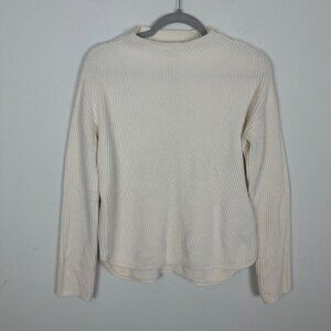 Aritzia Babaton Ribbed Pullover Sweater S Wool Blend Cream Mock Neck Minimalist